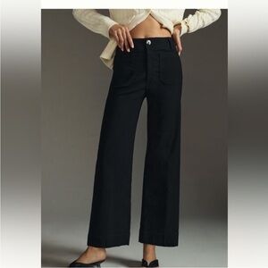 Anthropologie Maeve The Colette Cropped Wide Leg Pant black $128 29